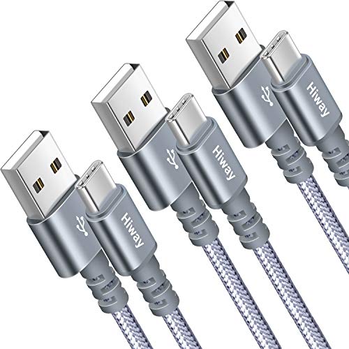 USB Type C Cable,Hiway 3Pack 6FT USB-A 2.0 to USB-C Fast Charger Nylon Braided Data Sync Transfer USB C Cord Compatible with Samsung Galaxy S10 S9 S8 Plus Note 9 8,Moto Z Z3,LG V50 G8,Switch,and More