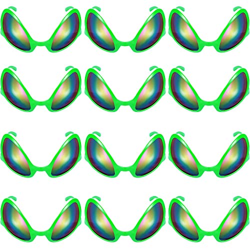 12 Pieces Alien Glasses Cool Alien Sunglasses Green Plastic Party Sunglasses Party Favors for Adults and Kids