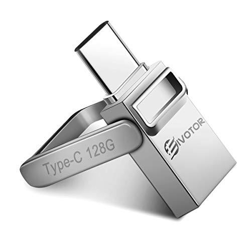 USB C Flash Drive, EIVOTOR Memory Stick 128GB OTG USB 3.0+Type C Waterproof Thumb Drive, Dual Drive USB Stick with Keychain Metal for Android Smartphone/New MacBook/Google's Chromebook Pixel