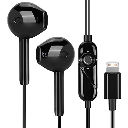 Wire Earphones,with Microphone Earbuds 3D Stereo Headphones and Noise Isolating Headset Made, for 11/11Pro/Max/XS/Max/XR/X/8/Plus/7 and iOS 10/11/12(Black)