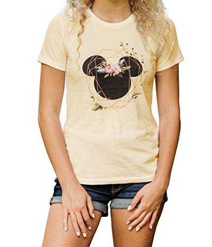 Mama Power Co Disney Women and Teen Floral Mickey Mouse Shirt - Crop Top - Tshirt