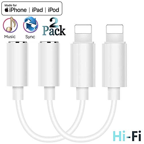 for iPhone Headphone Jack Adapter to 3.5 mm Headphone Jack Adapter for iPhone X/XS/XR/8/8 Plus Converter Accessories Cable Splitter Audio Jack Headphone Cable Earbud Adapter Support All iOS Systems