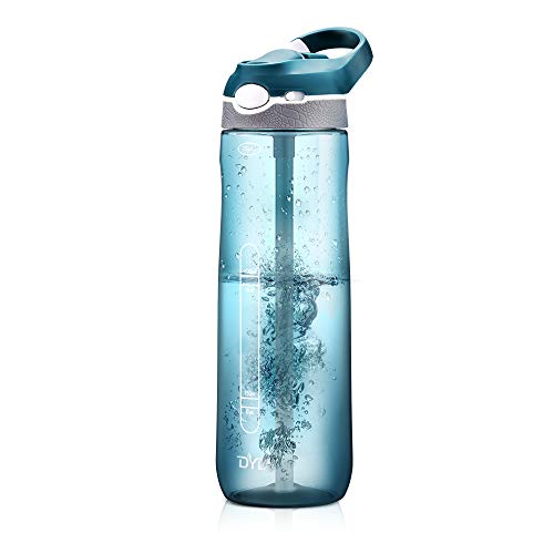 Book Cover DYD Water Bottle with Straw, BPA Free Tritan Sports Water Bottle 25oz for Fitness and Outdoor Enthusiasts, Leakproof and Durable