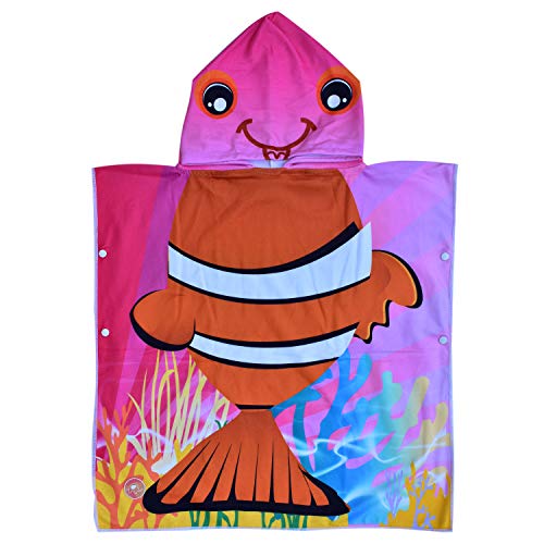 ELITE TREND Hooded Bath Beach Towel Setâ€“ Clown Fish Super Soft for Baby,Boys,Girls,Toddlers. Comes with a Story Book, Great for Pool Swimming Coverup, Ponchos, Robes or Capes, 1-7 Years Kid