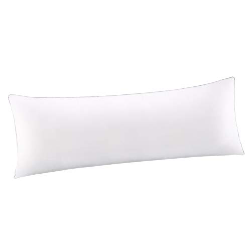 Book Cover HOMFY Long Body Pillow for Sleeping,100% Cotton Bolster Support Pillow (White, 20x54 inches)