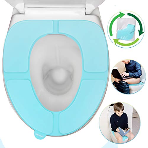 Gimars Newest Reusable Silicon Folding Public Adults Teens Travel Toilet Potty Seat Covers Protectors, Blue