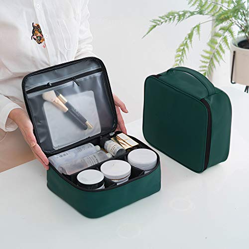 Kosiehouse Travel Makeup Case Portable Waterproof Cosmetic Train Organizer Bag with Compartments Divider for Makeup Brushes Toiletry Jewelry Digital Accessories