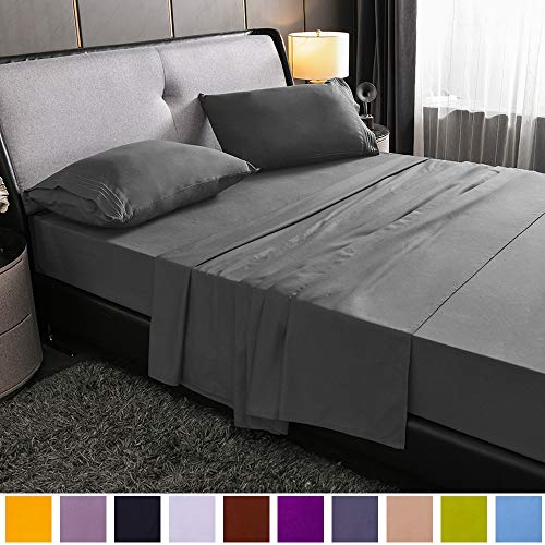 Book Cover SAKIAO King Size Bed Sheets Set - Brushed Microfiber 1800 Bedding - 16