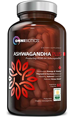 Ashwagandha - Certified Organic with KSM-66 Root Powder Extract - 60 Vegan Capsules