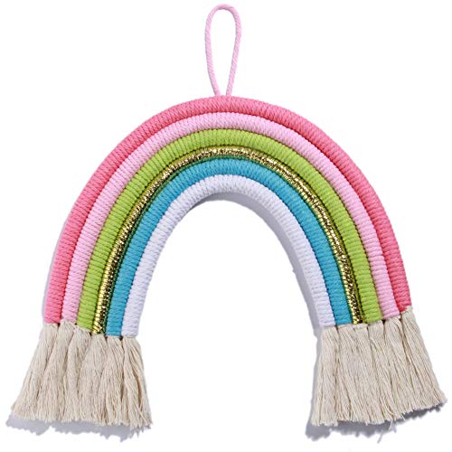 Book Cover Rainbow Wall Decor, Woven Wall Hanging for Nursery and Home Decor (11-4/5 x 13-1/3 inch)
