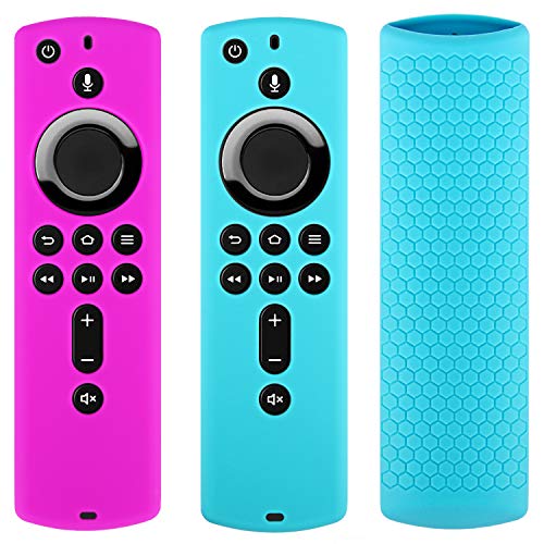 [2 Pack] Remote Protective Case Cover Compatible with Fire TV Stick 4K Remote Control - Pinowu Remote Sleeve Compatible with Fire TV Stick 2nd, Fire TV (3rd Gen) (Purple + Turquoise)
