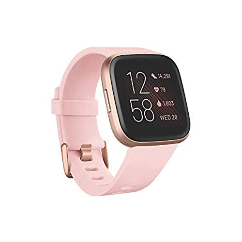 Book Cover Fitbit Versa 2 Health and Fitness Smartwatch with Heart Rate, Music, Alexa Built-In, Sleep and Swim Tracking, Petal/Copper Rose, One Size (S and L Bands Included)