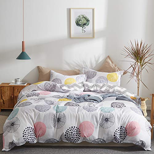 Book Cover Uozzi Bedding Colorful Dots Comforter Set King Size Pink Yellow Gray Blue Circles Print Reversible Down Alternative 800 TC Adult Duvet Sets 1 Microfiber Comforter with 2 Pillow Shams for Winter