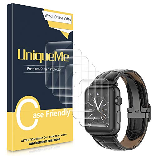 [6 Pack] UniqueMe Screen Protector Compatible with Apple Watch Series 4 (40mm), [Anhydrous adsorption] [Flexible Film] Soft HD TPU Clear Anti-Scratch Film with Lifetime Replacement Warranty
