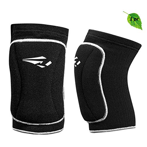 Volleyball Basketball Knee Pads with High Shock Absorbing Cushion, Dance Riding Protector Protection for Adult Junior Youth Men Women Boy Girls (black, Middle)