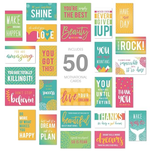 Canopy Street Motivational Quote Cards / 2" x 3.5" Inspirational Business Cards / 50 Kindness Cards / 25 Uplifting Designs/Encouraging Reward Cards