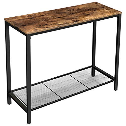 Book Cover VASAGLE Console Table, Sofa Table, Entryway Table with Metal Mesh Shelf, 39.4 x 13.8 x 31.5 Inches, for Hallway, Entryway, Living Room, Industrial Rustic Brown ULNT86X