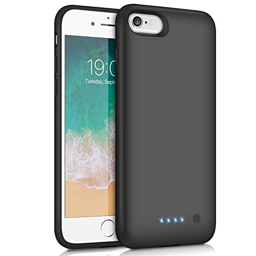 Book Cover Battery Case for iPhone 6/6s/7/8, [Upgraded 6000mAh] Ekrist Portable Ultra-Slim Protective Charging Case, Extended Rechargeable Smart Battery Pack, Backup Charger Case Power Bank Cover (4.7inch-Black)