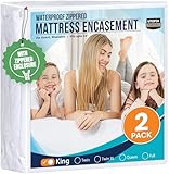 Utopia Bedding Mattress Protector Zippered King Size (Pack of 2), 100% Waterproof Bed Bug and Dust Mite Proof Mattress Encasement, Absorbent 6 Sided Mattress Cover