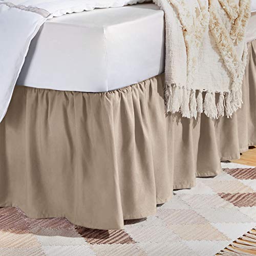 Book Cover Amazon Basics Ruffled Bed Skirt - Full, Taupe