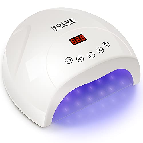 Book Cover UV LED Nail Lamp, SOLVE Nail Dryer for Gel Nail Polish 48W Faster Nail Light with 4 Timer Smart Auto Sensor, Touch Screen and Large Space, Professional Nail Art Design Salon DIY at home, White