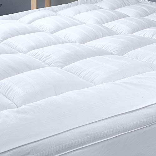 Book Cover UPGRADED! 3-Inch Extra Thick Mattress Topper with 100% Cotton Cover, King Size, New & Improved Down Alternative Bed Topper Pillowtop for Optimum Cushioning & Support, Breathable