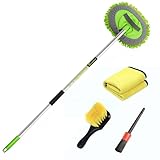 GreatCool 4Pcs Car Wash Brush Kit,Car Wash Mop Mitt with 44.5" Aluminum Long Handle,Car Wash Brush for Wheel Pedal and Floor Mat,Detailing Brush,Car Detailing Towel for Washing Automotive Truck RV