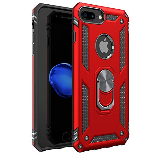 Book Cover iPhone 7 Plus Case | iPhone 8 Plus Case [ Military Grade ] 15ft. Drop Tested Protective Case | Kickstand | Compatible with Apple iPhone 8Plus / iPhone 7 Plus- Red