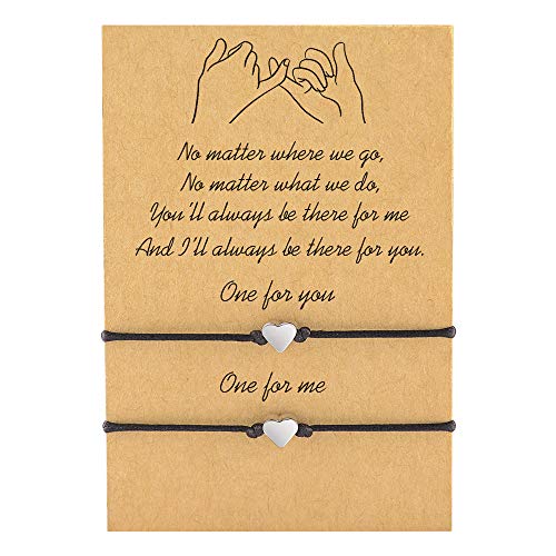 Book Cover MANVEN Pinky Promise Matching String BFF Bracelets for 2 Women Men Best Friend Wish Teens Boy Girls Couple (Ver.2)