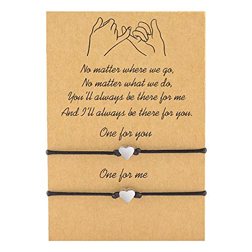 MANVEN Pinky Promise Matching String BFF Bracelets for 2 Women Men Best Friend Wish Teens Boy Girls Couple (Ver.2)