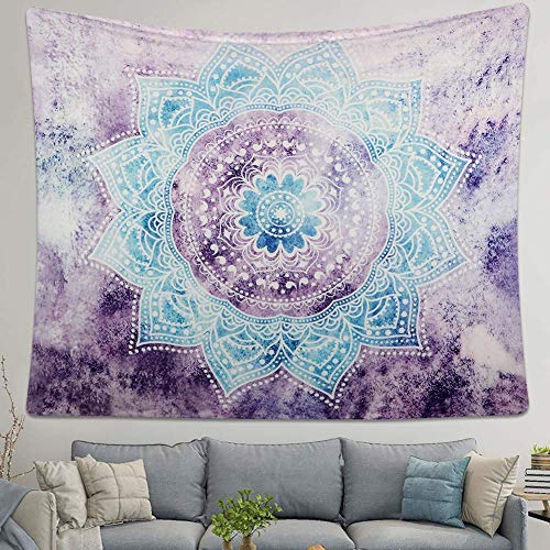 Book Cover Alynsehom Tapestry Mandala Wall Hanging Decor Purple and Grey Indian Hippie Bohemian Flower Gypsy Decoration Beach Blanket Dorm Room Bed Sheets
