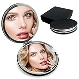 BelleJiu Compact Travel Makeup Magnifying Mirror Small Portable Folding Mirror with Handheld and Easy to Carry Black