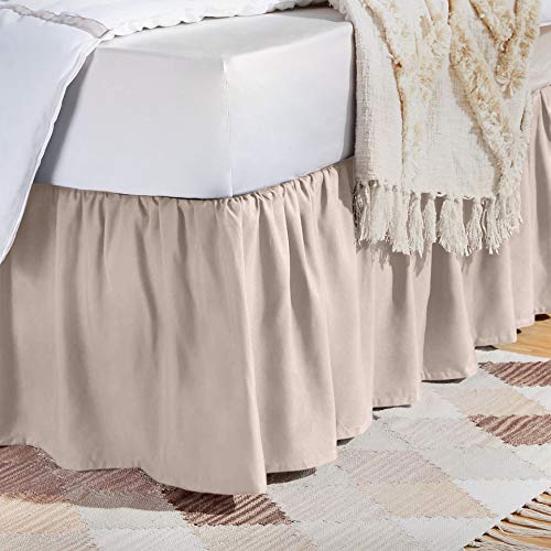 Book Cover Amazon Basics Ruffled Bed Skirt - Queen, Blush Pink