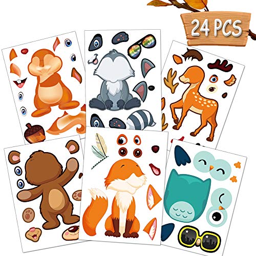 Happy Storm Woodland Party Supplies 24 Make A Woodland Creatures Sticker Sheets Woodland Animal Nursery Stickers for Baby Shower Fox Birthday Decorations Make Your Own Animal Stickers Favors