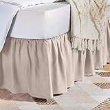 Amazon Basics Lightweight Ruffled Bed Skirt, Classic Style, Soft and Stylish 100% Microfiber with 16" drop-Queen, Blush Pink, Solid