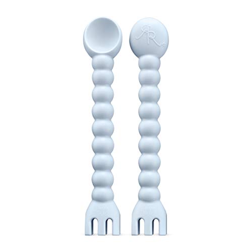 Ryan & Rose Cutie Tensils Baby Spoon and Fork [2 Pack] (Blue)