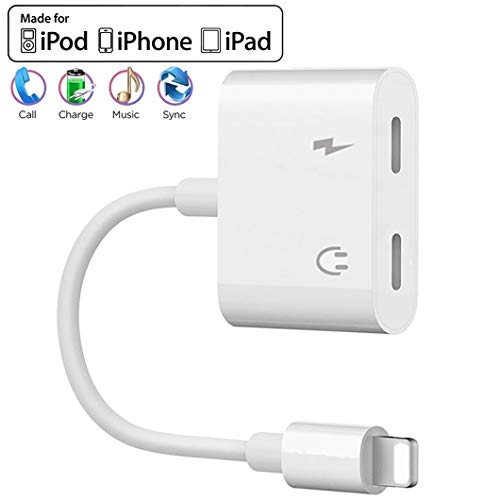 Headphone Adapter for iPhone 8 Adapter AUX Audio Jack Adapter for iPhone X Dongle Splitter [Audio+Charge+Volume Control+Call ] Dual Earphone Cable Converter for iPhone XR/XS/7 Plus Support iOS 13