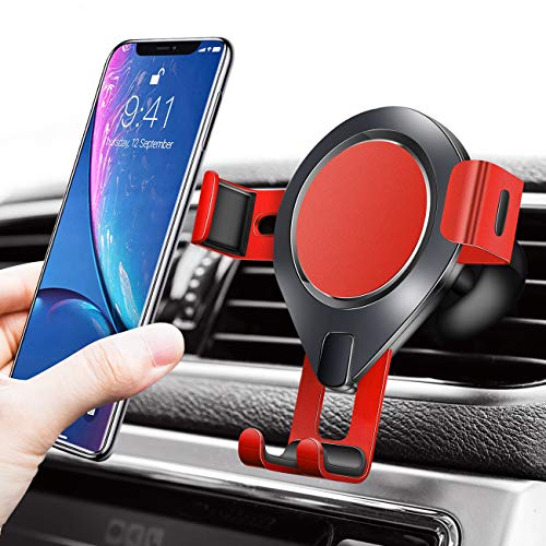 SAMONEL Phone Holder for Car, Air Vent Phone Holder Mobile Phone Car Phone Mount Phone Holder Compatible with iPhone Xs Max XR X 8 8P 7 7P 6S 6P, Samsung Galaxy S10 S9+ S8+ S9 S8 S6, Google, LG, Red