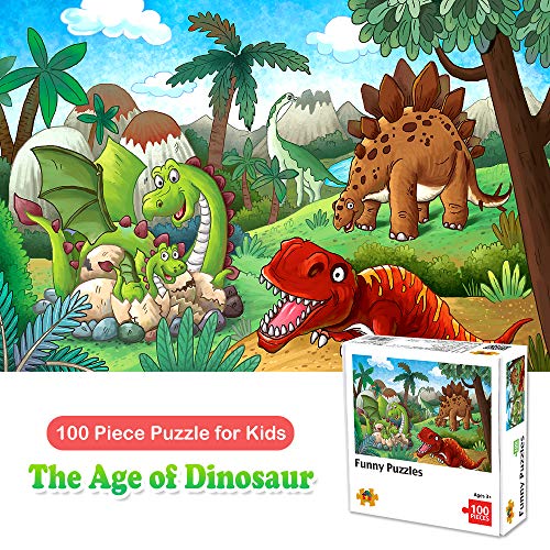 100 Piece Jigsaw Puzzles for Kids Ages 4-8 The Age of Dinosaur, Puzzles for Toddler Children Learning Educational Puzzles Toys for Boys and Girls