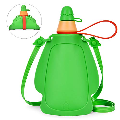 Srotek Collapsible Silicone Kids Water Bottles Portable Leak Proof Drinking Water Bottle - 305ml BPA Free Water Pouch