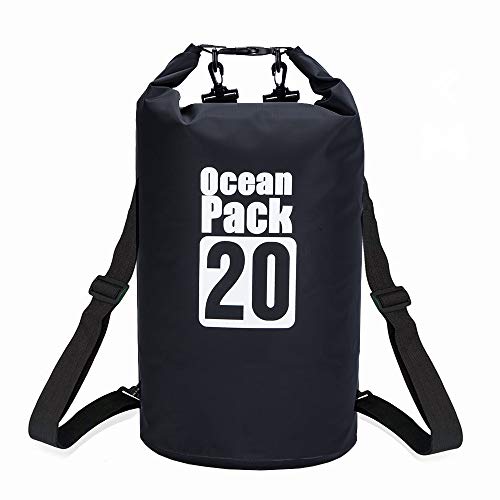 AKJMMZ Waterproof Backpack, 20L Roll Top Dry Compression Sack Keeps Gear Dry for Kayaking, Floating Dry Backpack for Water Sports - Fishing, Boating, Beach, Rafting, Hiking, Snowboarding