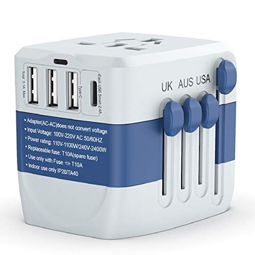 Universal Travel Adapter, 2400W High Power Travel Plug, International Power Adapter, Travel Plug Adapter for High Power Appliances, International Travel Accessories for EU UK US AUS 200 Countries