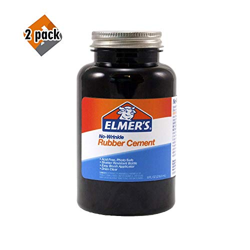 Elmer's Rubber Cement, No-Wrinkle, 8 Ounces 2 Pack