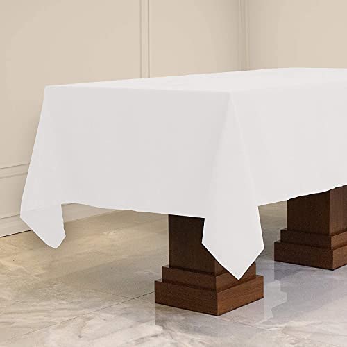 Kadut Rectangle Tablecloth (60 x 126 Inch) White Rectangular Tablecloth for 8 Foot Table | Heavy Duty Washable Table Cloth for Dinner, Parties, Weddings, | Wrinkle-Resistant Dining Table Cover