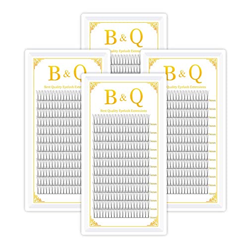 4 Trays Premade Fans Eyelash Extensions 3D-D-0.10-14+15 Short Stem B&Q Premade Volume Eyelash Extensions 0.07 0.10 Volume Lash Extensions C D curl 3D 4D 5D 6D Pre made Lash Fans (3D-D-0.10,14+15)