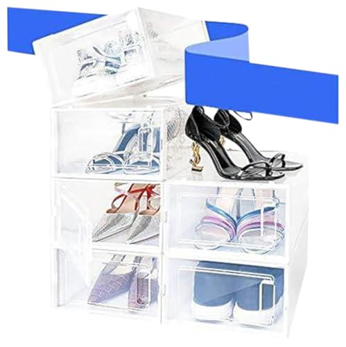 ELEVER NEATLY Shoe Organizer Shoe Storage - Stylish Shoe Box, Shoe Organizer For Closet, Shoe Shelf, Sneaker Closet&Storage Organizer, Shoe Storage Cabinet&Shoe Boxes Clear Plastic Stackable
