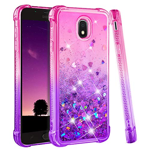 Galaxy J7 2018 Case, Galaxy J7 Crown Case, Galaxy J7 Star Case, J7 Refine Case,Galaxy J7 V J7V 2nd Gen Case,J7 Aura Case,Ruky Glitter Flowing Liquid Phone Case for Samsung Galaxy J7 2018,(Pink Purple)