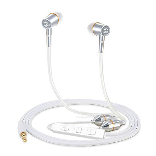 Tuisy Air Tube Headset - Upgraded Radiation Free Headphones Earbuds Earphone with Microphone and Volume Control, EMF Protection, Universal for iPhone Samsung iPad iPod MP3 & More, White