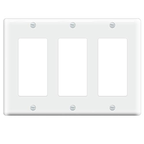 Eoce 3 Gang Decorator/GFCI Device Wallplate Light Switch Cover, Standard Size Switch Plate/Wall Plate Cover, White