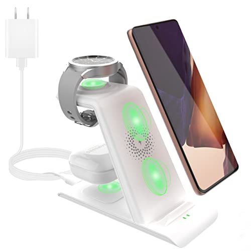 Wireless Charging Station for Samsung Wireless Charger Stand Magnet Galaxy Watch 5 Pro/4/3 Active 2/1 Galaxy S23/+/S22/S21/S20/S10/e/Note 20/10/9/8/Z Fold Flip4/3 Galaxy Buds2 Pro/Live Multiple Device